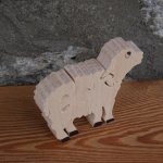 Puzzle  bois 4 pièces mouton ou agneau  Hetre massif fait main, animaux de la ferme