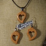 Parure coeur bois de hetre, boucles d'oreilles et pendentif, idée cadeau noce de bois, saint valentin, fait main