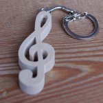 porte cle clef de sol, cadeau musicien, bois massif fait main, merisier, cadeau original musicien