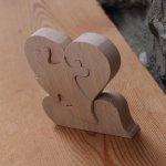 puzzle coeur 4 pieces en bois, cadeau noce de bois, saint valentin, fait main