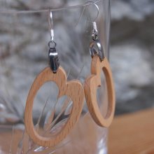 boucle d'oreille ovale en bois de hêtre bijou en bois fait main, forme géométrique