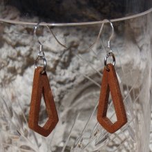 boucle d'oreille petit polygone ajouré en bois bijoux éthique en bois, bijou nature ciré, fait main