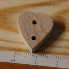 Bouton coeur 15mm bois massif fait main