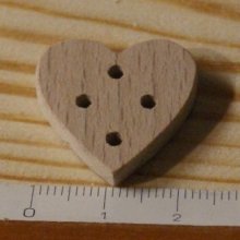 Bouton coeur 22mm a decorer et a coudre ou a coller, embellissemnt scrap fait main bois massif