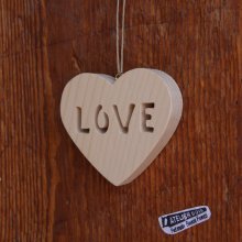 Coeur bois LOVE, Coeur de Saint valentin, décoration de mariage, cadeau noce de bois ou boule de Noel originale, très nature