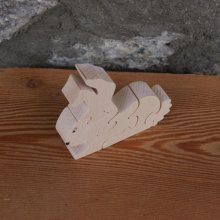 Puzzle bois massif 5 pièces lapin Hetre fabrication artisanale, animal de la ferme