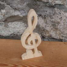 clef de sol avec socle intégré decoration musique bois massif fait main