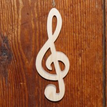 clef de sol en bois massif ht 15 cm decoration musicale, cadeau musicien, fait main