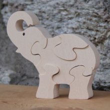 elephant puzzle 5 pieces  bois de hetre massif, fait main, animaux sauvage