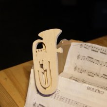 pince à partition figurine tuba, cadeau musicien, tubiste en bois massif fait main
