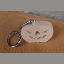 porte clef citrouille Halloween bois massif fait main