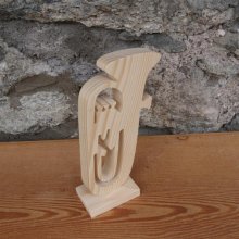 tuba monté sur socle en bois massif decoration mariage theme musique cadeau musicien tubiste fait main