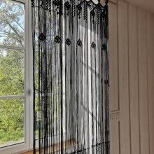 Rideau macramé coton, Voilage tamisant, Rideau de séparation, Grand rideau bohême à passants