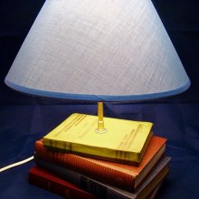 Lampe anciens livres, bleue 