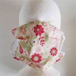 Masque alternatif taille M fleurs ellipses rose vert beige
