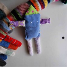 Doudou bonhomme carré en tissu éponge coton