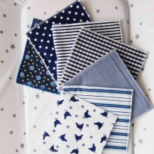 7 carrés de tissu thème bleu marine