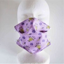 Masque enfant lavande fond mauve en coton