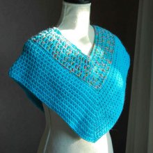 Poncho couvre épaule pour adulte ou adolescent, de couleur turquoise et fil multicouleurs