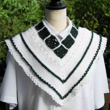 Poncho enfant vert foncé et blanc