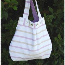 Sac fétiche parme beige blanc pour maman ou jeune fille