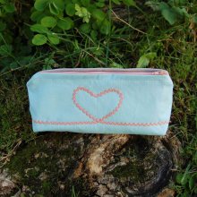 Trousse vert d'eau, gris et saumon pour tous