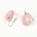 Boucles d’Oreilles Goutte Quartz Rose Argent plaqué Or Rose