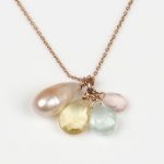 Collier et pendentif Création Trésor n°1 Argent 925 plaqué Or Rose, multi pierres fines