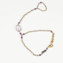 Bague Bracelet Création Bohème n°2, Argent 925 Or Rhodium Noir, Aigue-Marines, Quartz Rose