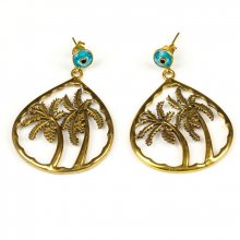 Boucles d'Oreilles en Argent 925 Palmiers en Laiton