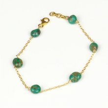 Bracelet Argent plaqué Or Turquoise