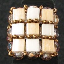 Caramel square Tila bead ring