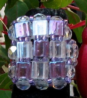 Violet  square Tila bead ring