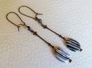Boucles d'oreilles laiton naturel Noir & blanc