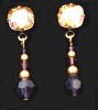 Boucles d'oreilles Cabochons Prune & or