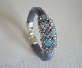 Notice bracelet cuir Regaliz et perles Swarovski Bleu