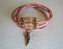 Bracelet Saipan double tour  cuir rosé 