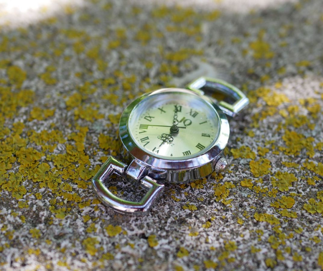 Silver round watch face for creating watches