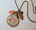 Collier pendentif cabochon Muffin gourmand et sequins