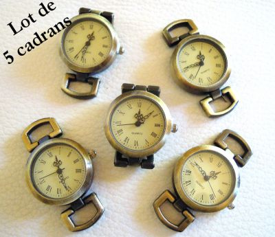 5 antique bronze watch faces