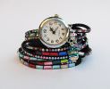 Montre bracelet double  strass et perles cristal