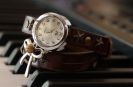 Montre bracelet double cuir Marron et Noeud