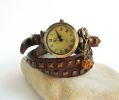 Montre cuir rivets carrés breloque Infini