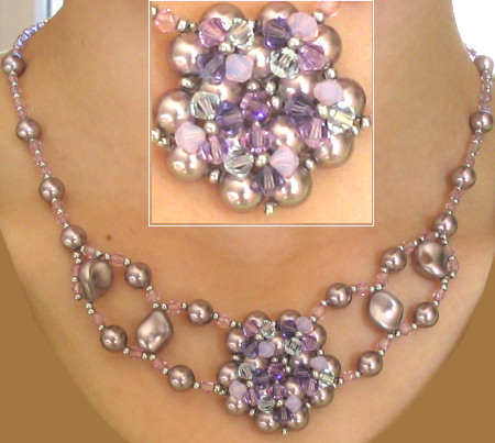 Mauve Oleron necklace instructions