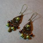 Boucles d'oreilles Bohème Vert et bronze