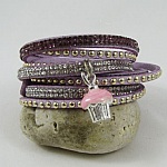 Bracelet manchette suédine strass Lilas  Muffin gourmand