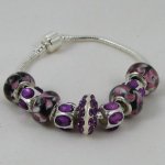 Bracelet argenté perles Violet et Strass