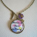 Collier pendentif cabochon Maman