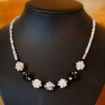 Collier en boules de perles Noir Argent