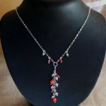 Collier pendentif grappe rouge en argent